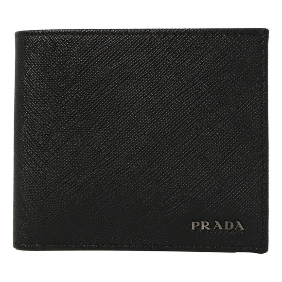 Prada Men's Black Saffiano Leather Logo Billfold Bifold Wallet 2MO513 - Picture 1 of 8